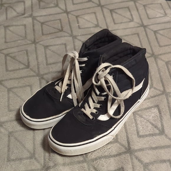 VANS Off The Wall High Top SK8 Hi Black White 721278 Womens Sz 10 - Picture 1 of 10